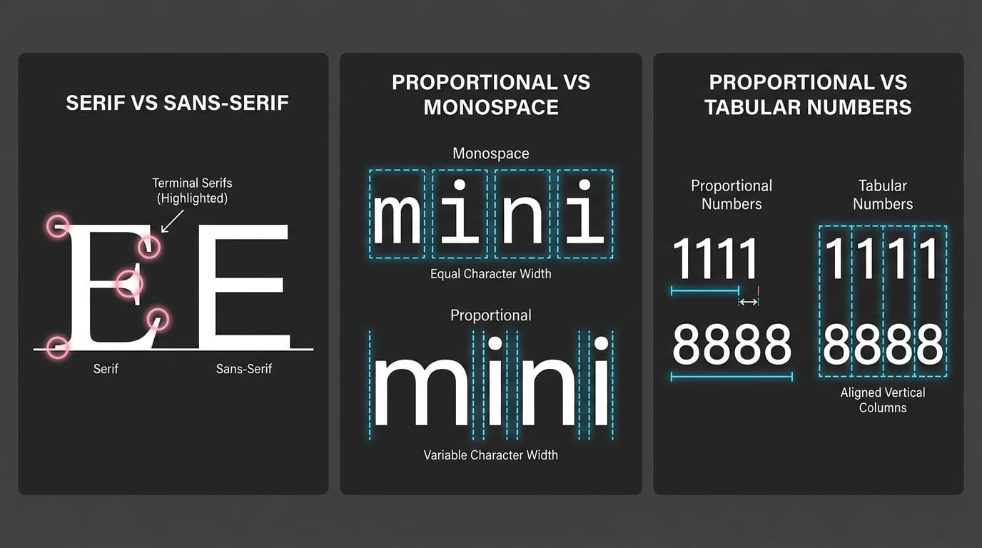 Phân loại font chữ và thiết kế Tabular Figures