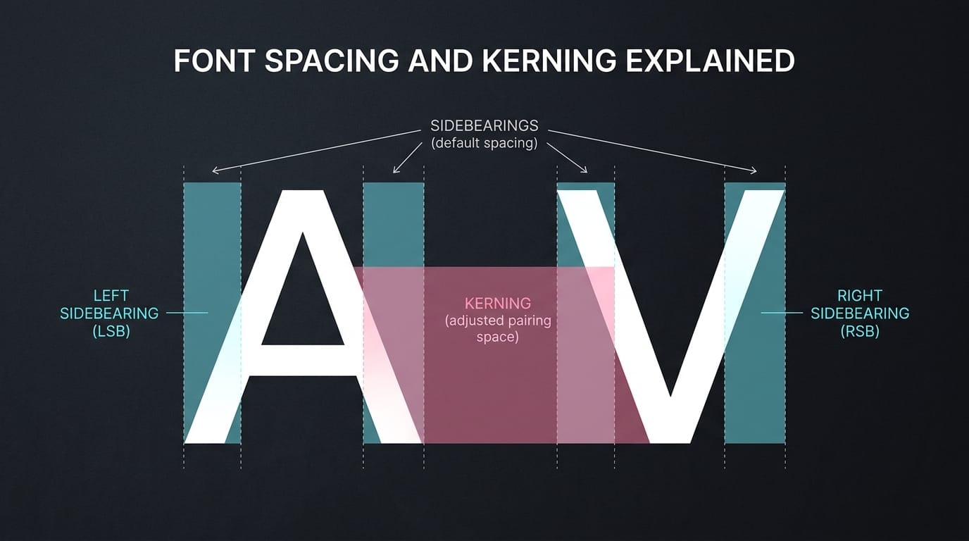 Khoảng cách Sidebearings và Kerning